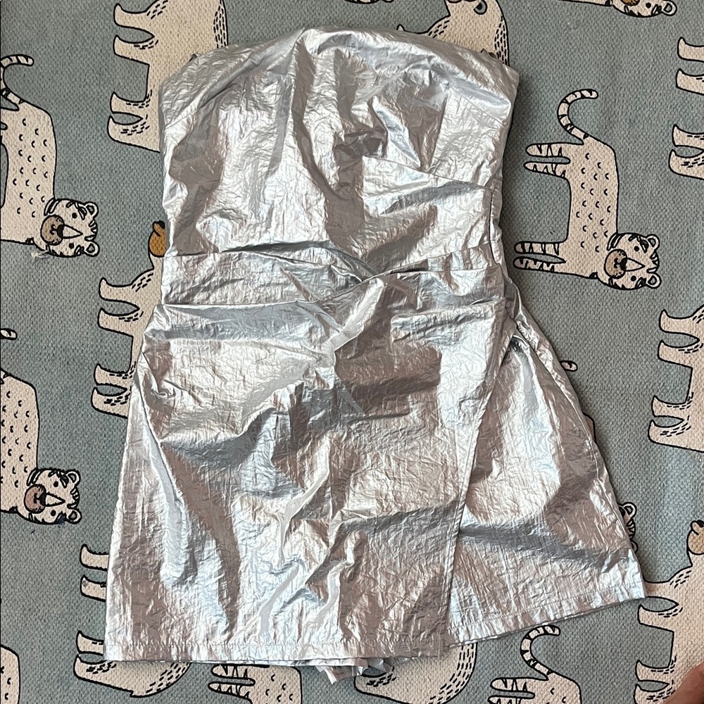 Zara Silver Strapless Romper